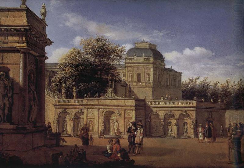 Jan van der Heyden Baroque palace courtyard china oil painting image